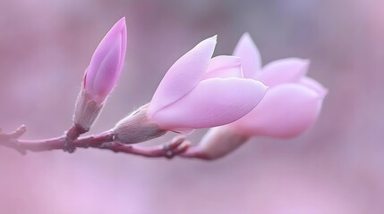 Obraz premium Delicate Pink Magnolia Blossoms Spring Flowers
