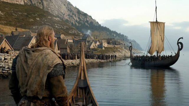 Viking saga: warrior spirit, Slav fighter, brave man, seafarer strength, medieval era, Scandinavian voyager, Varangian legend, Normanni hero, ocean journey, ancient courage