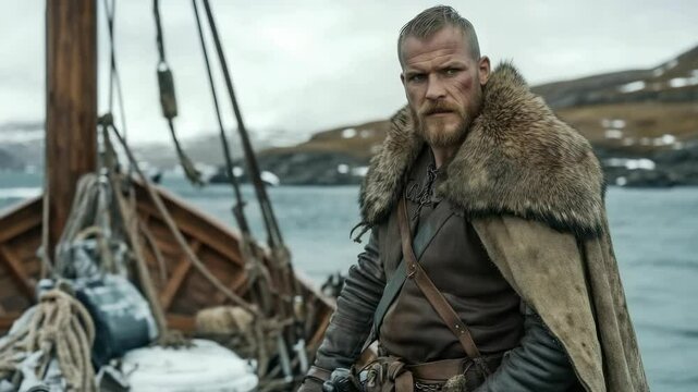 Viking saga: warrior spirit, Slav fighter, brave man, seafarer strength, medieval era, Scandinavian voyager, Varangian legend, Normanni hero, ocean journey, ancient courage