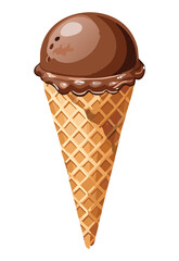 Chocolate Ice Cream Cone - Vector Illustration