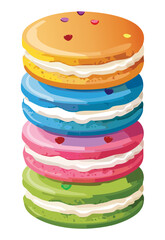 Tower of Colorful Macarons - Vector Illustration