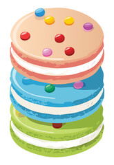 Stack of Colorful Macarons - Vector Illustration