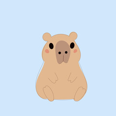 Cartoon Capybara Character Illustration. Cute Capybara Portrait Icon. Funny Doodle Character Drawn Portrait. Positive Wild Capybara Friendly Animal Mascot. Childish cartoon Adorable Happy Pet 