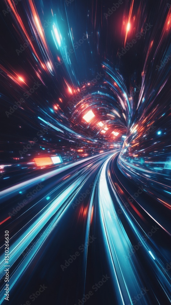 Aufkleber abstract tunnel of light speed data stream futuristic technology and digital space