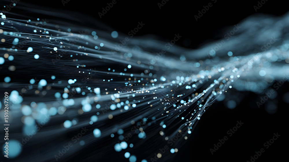 Poster digital pathways: an ethereal visualization of flowing digital data streams, representing the intric