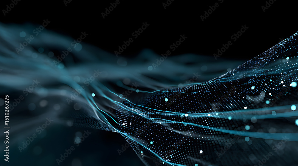Poster azure data stream: an abstract depiction of data streams rendered in vivid blue, forming a network o