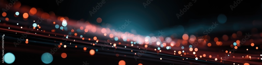 Poster abstract vibrant light trails and bokeh on dark background