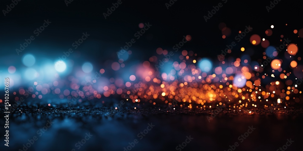 Poster colorful bokeh lights on dark background creating a vibrant abstract atmosphere