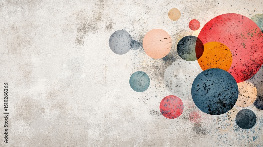 Poster abstract bubbles: a visual symphony of floating circles in a range of colors and textures dance acro