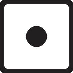 Minimalist Black and White Dice Icon Showing One Dot in Center with Thick Border Design