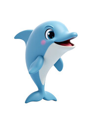 Happy Cartoon Dolphin Jumping in the Air