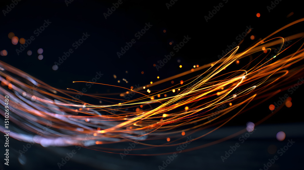 Poster abstract light trails and motion: a dynamic visual narrative unfolds, composed of light trails that 