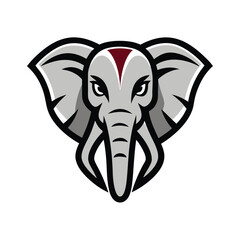 Vector illustration of a stylized elephant head perfect for sports team logo and mascot designs.