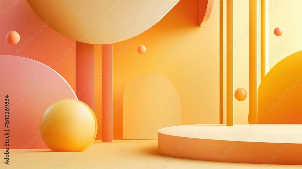 Aufkleber abstract 3d stage: a modern 3d rendering showcasing a minimalist stage design with geometric shapes 
