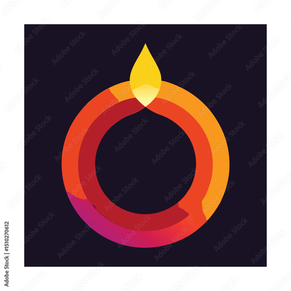 Poster abstract oil lamp symbol with a gradient color scheme on a dark background