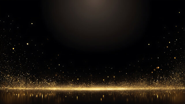 Golden Light Sparkle Background with Glowing Particles and Bokeh Effects for Design &ndash; AI