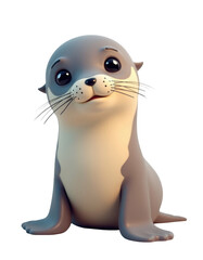 Sweet Cartoon Seal Pup Looking Curious