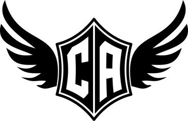 CA logo emblem with winged and shield template