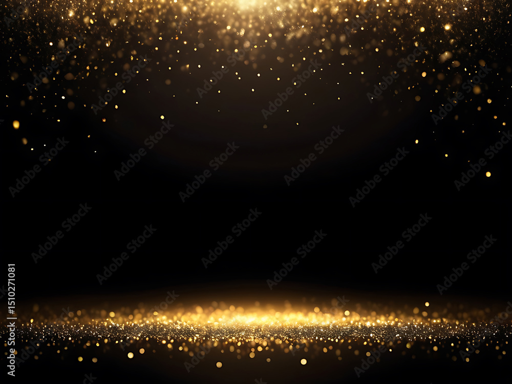 Poster golden light sparkle background with glowing particles and bokeh effects for design – ai