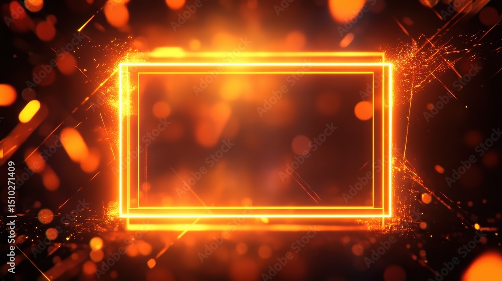 Aufkleber luminous rectangular frame: a captivating, fiery rectangular frame radiates a warm, vibrant glow aga