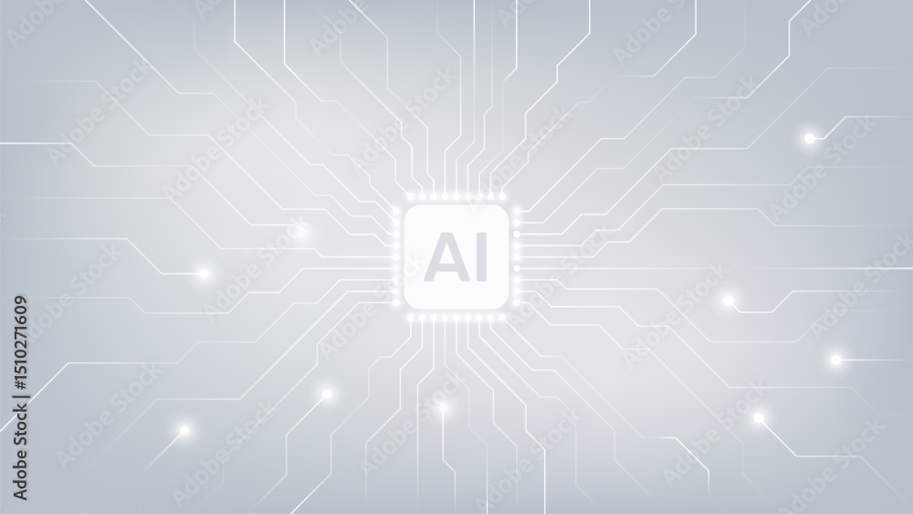 Poster ai circuit vector with digital technology electronic data network and ai computer background.