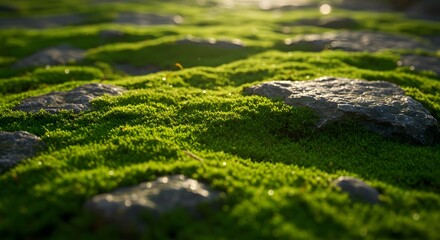Bright Green Moss-Covered Landscape &ndash; Vibrant Natural Ground Texture