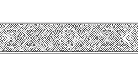 Geometric Black and White Pattern on Horizontal Band for Decorative Design