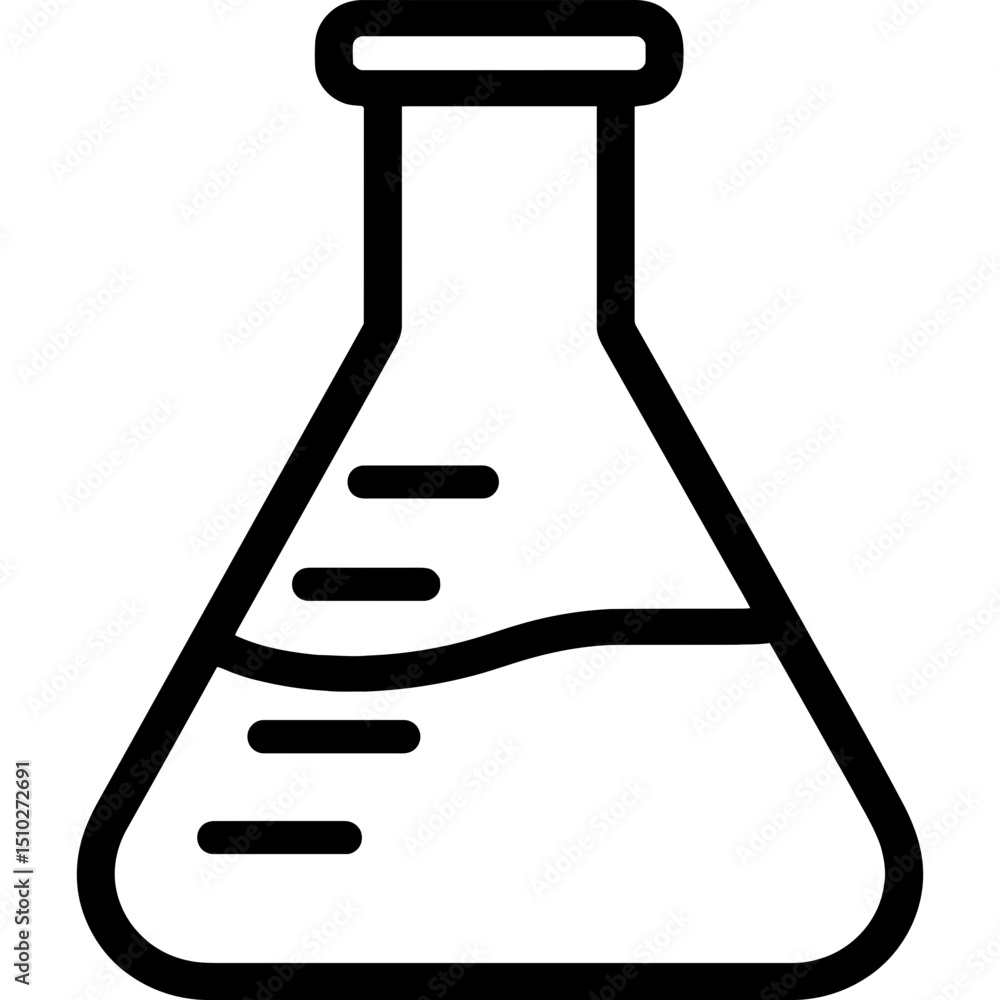 Poster conical flask outline in bold lines