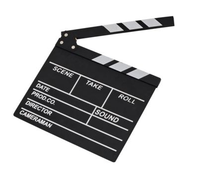 Clapperboard isolated on white background for the filming  action scene or shooting movie or cinema production included clipping path. Slate Film,studio