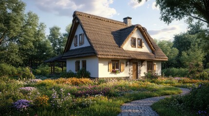 Charming Cottage in a Flower Garden