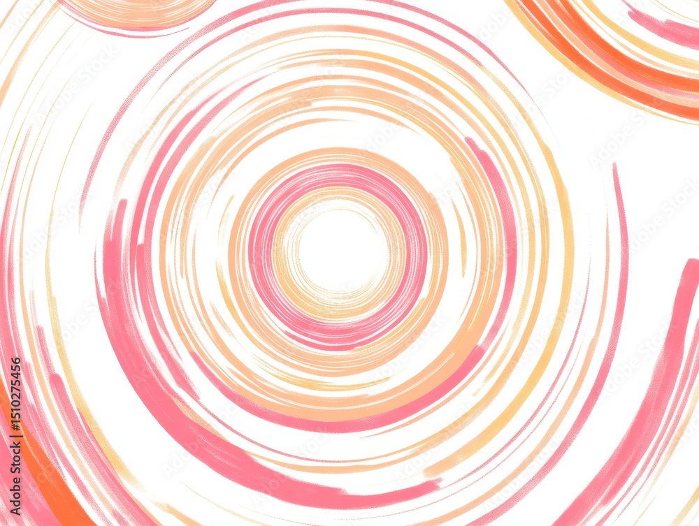 Poster abstract brushstroke circles: a vibrant and dynamic artwork featuring concentric circles in soft pin