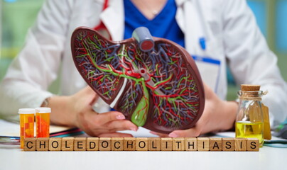 A comprehensive and detailed model illustrating the lungs in relation to choledocholithiasis within...