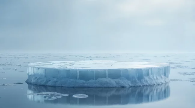 Ice Podium on Frozen Lake Under Diffuse Winter Light