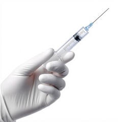 Hand in Glove Holding Syringe with Needle for Medical Use