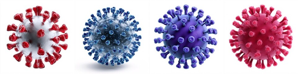 Colorful Close-Up of Virus Particles in Various Shades and Textures
