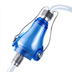 Blue Water Bottle with Innovative Design and Flexible Hose Attachment