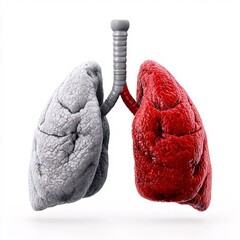 Anatomical Representation of Human Lungs in Grey and Red Colors