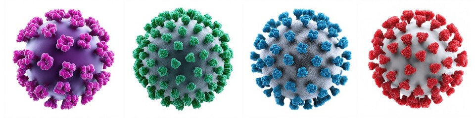 Colorful Illustrations of Virus Particles with Different Surface Features