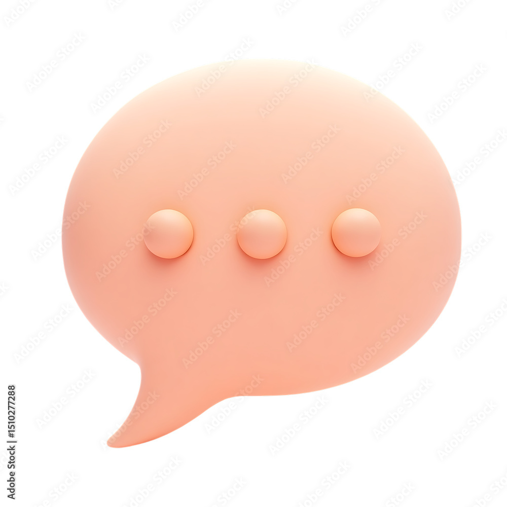 Poster peach speech bubble isolated on transparent background with dots