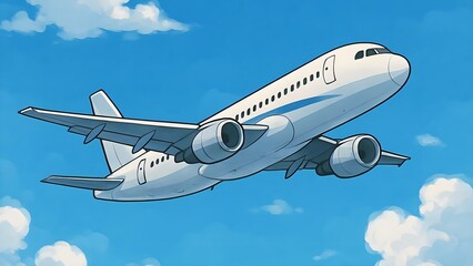 Airplane in Blue Sky Illustration