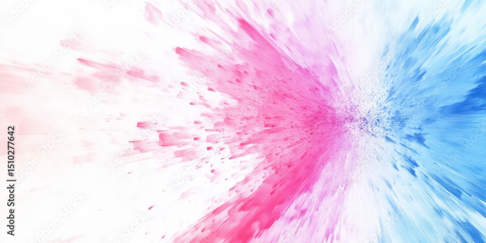 Poster explosive color burst: an artistic explosion of pink and blue hues, blending dynamically and creatin