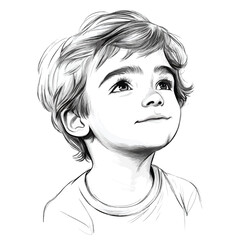 Fototapeta premium Detailed Sketch of a Cute Little Boy's Face � High-Quality Kid Male Vector Illustration