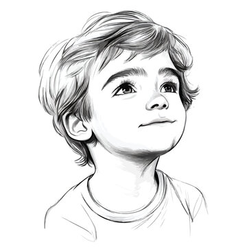 Detailed Sketch of a Cute Little Boy's Face � High-Quality Kid Male Vector Illustration