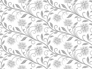 Fototapeta premium Seamless floral pattern background with vintage flower vector illustration