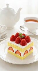 Delicious Strawberry Shortcake Dessert Tea Time Treat Sweet Pastry Cake