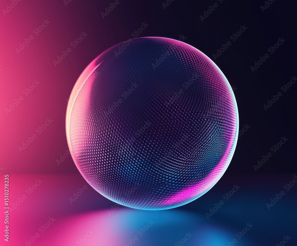 Poster sphere of light: an abstract composition showcasing a luminescent sphere, its surface intricately de