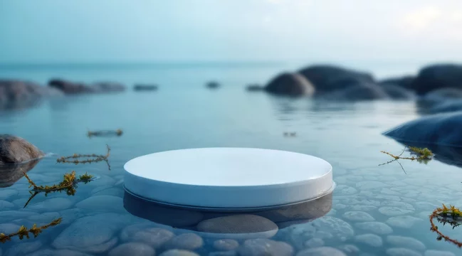Minimal Floating Platform Among Coastal Pebbles