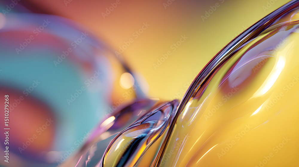 Poster abstract liquid flow: shimmering, iridescent liquid forms create an abstract and captivating visual,