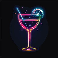 Neon Cocktail Party Icon: An Isolated Vector Illustration for Events and Celebrations