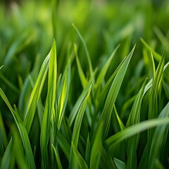 Obraz premium Photo of Lush Green Grass Close-Up Showing Fine Texture and Vibrant Natural Color for Outdoor Theme
